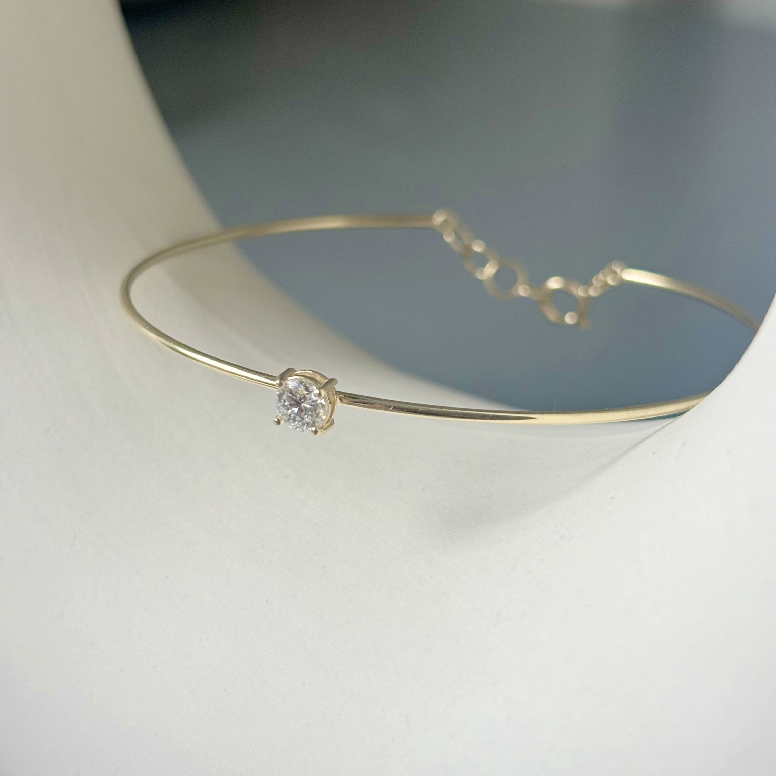 14K經典四爪真鑽記憶手鐲