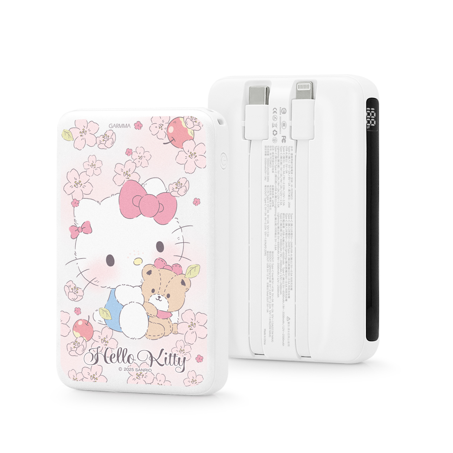 Hello Kitty  數顯帶線行動電源 浪漫花季