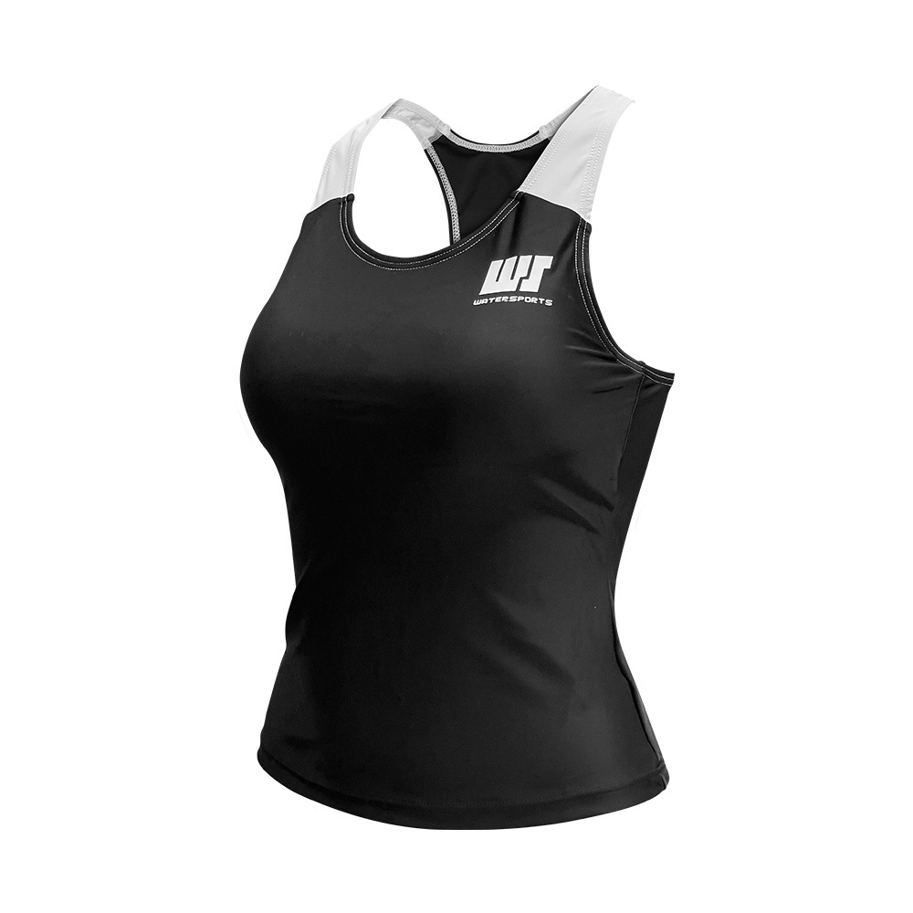 女士拼色坦基尼游泳背心 - 黑/白