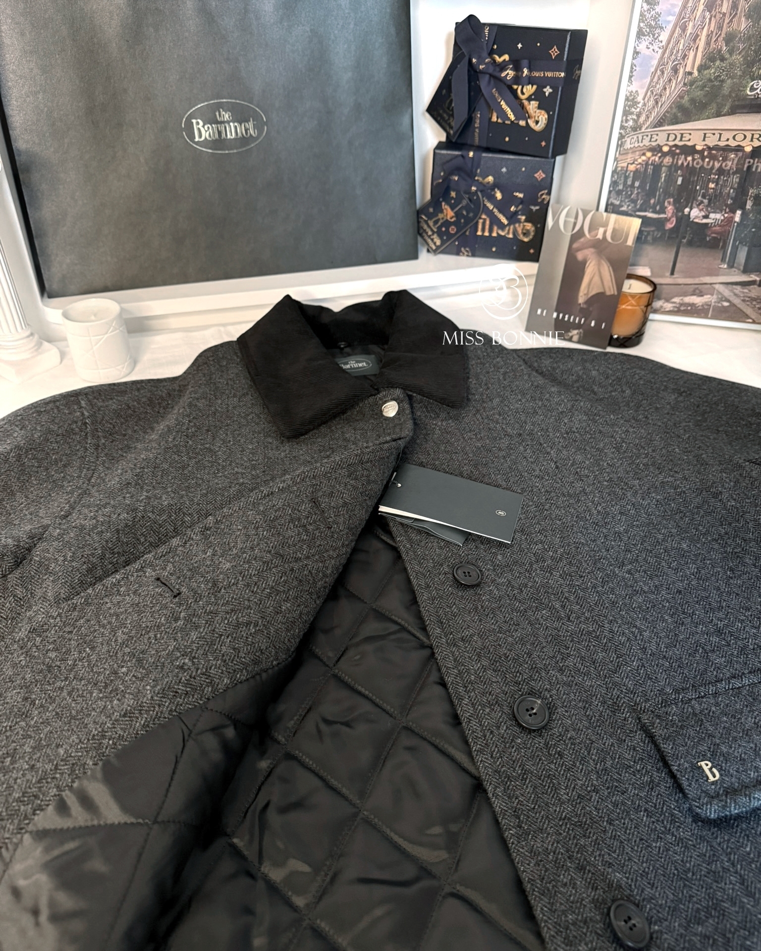 The Barnnet毛料拼色領風衣外套