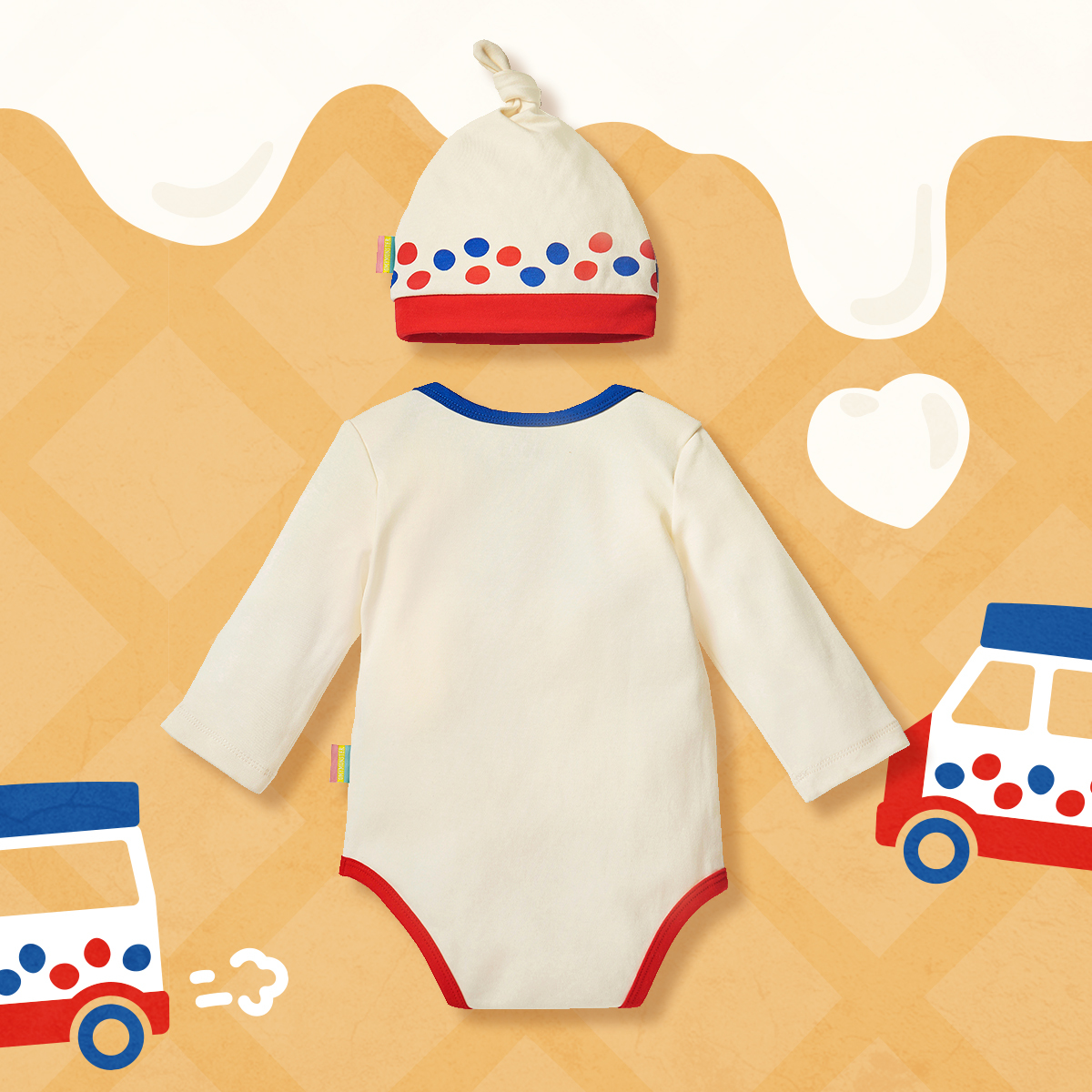 OMYMONSTER 富養雪糕寶寶長袖包屁衣連帽