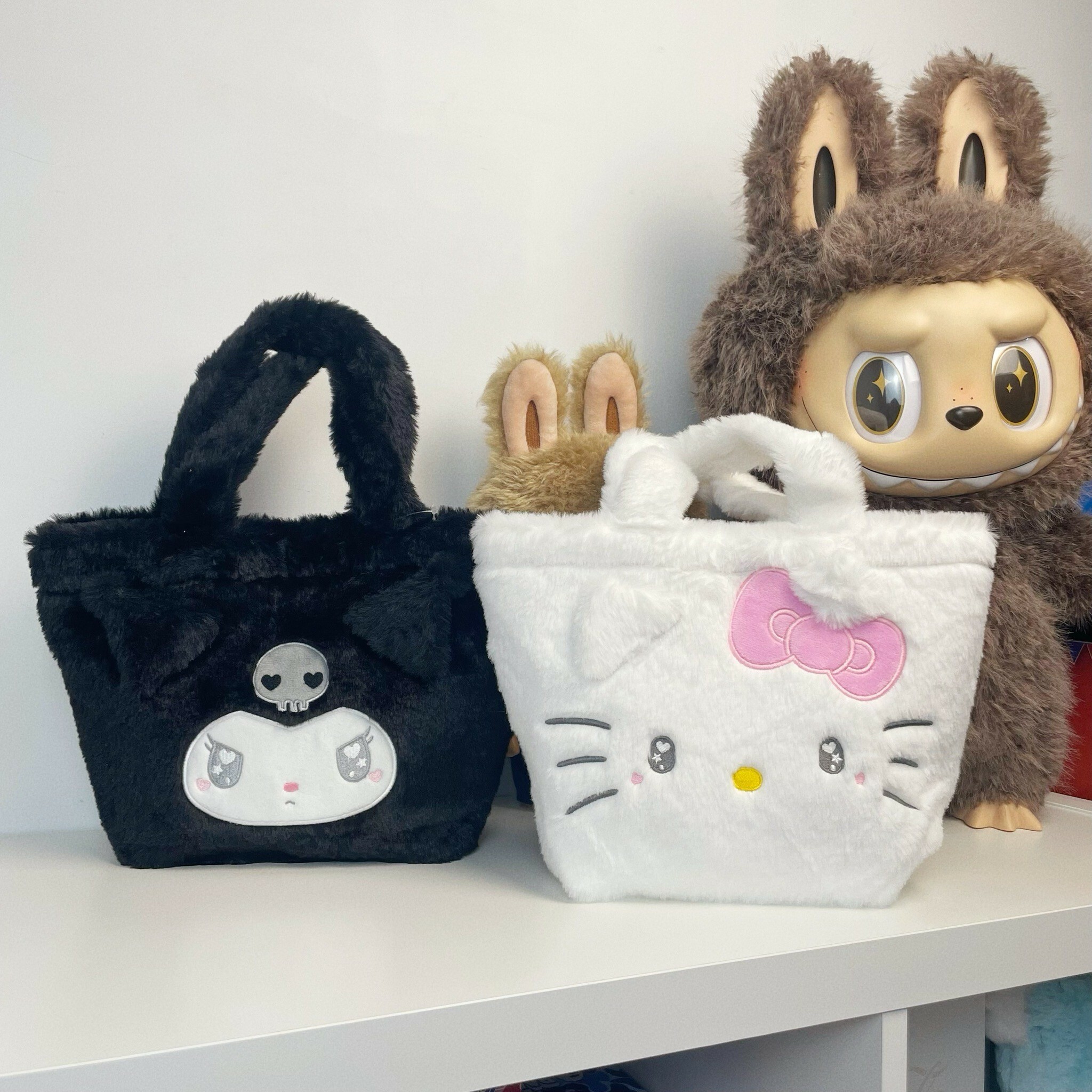 Sanrio 日本限定 Hello Kitty 酷洛米 凱蒂貓 毛茸茸 磁扣 手提包 包包