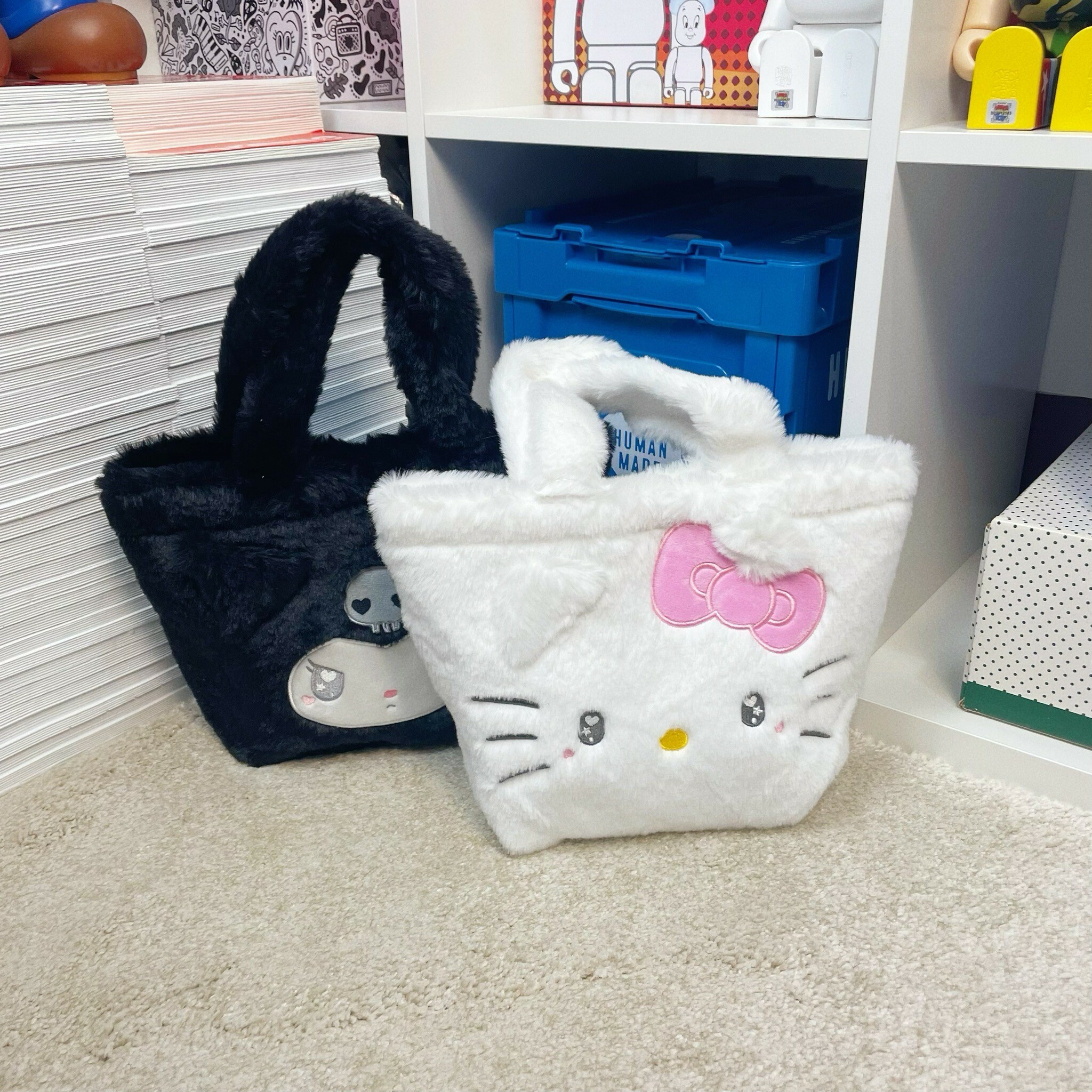 Sanrio 日本限定 Hello Kitty 酷洛米 凱蒂貓 毛茸茸 磁扣 手提包 包包