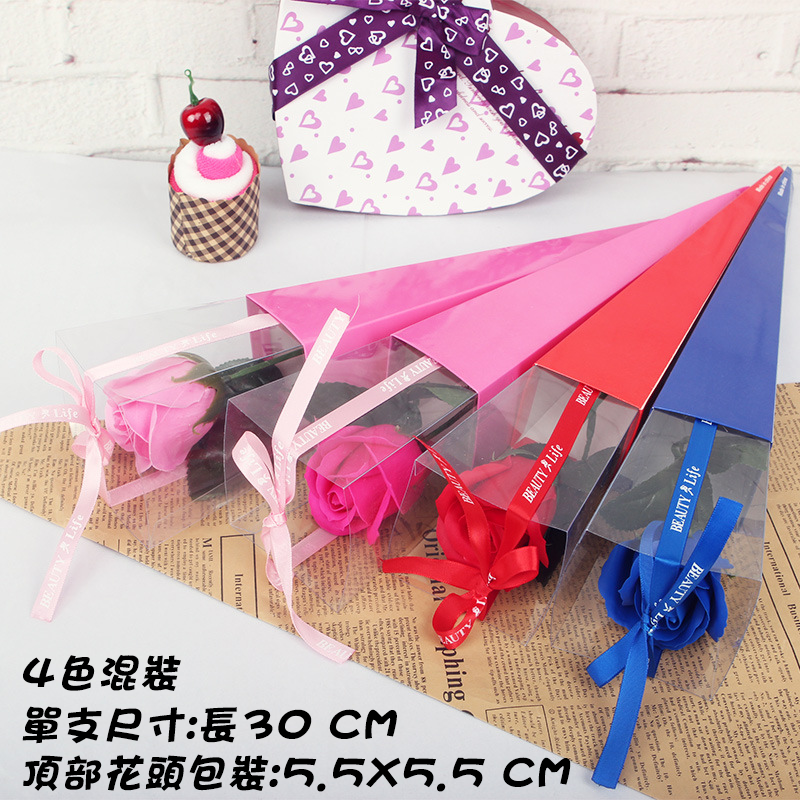 香皂玫瑰花單支三角盒花 MD1584