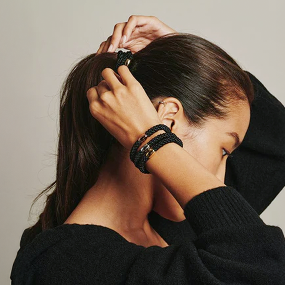 L. ERICKSON 彈力髮圈-8入〈經典黑／銀珠〉