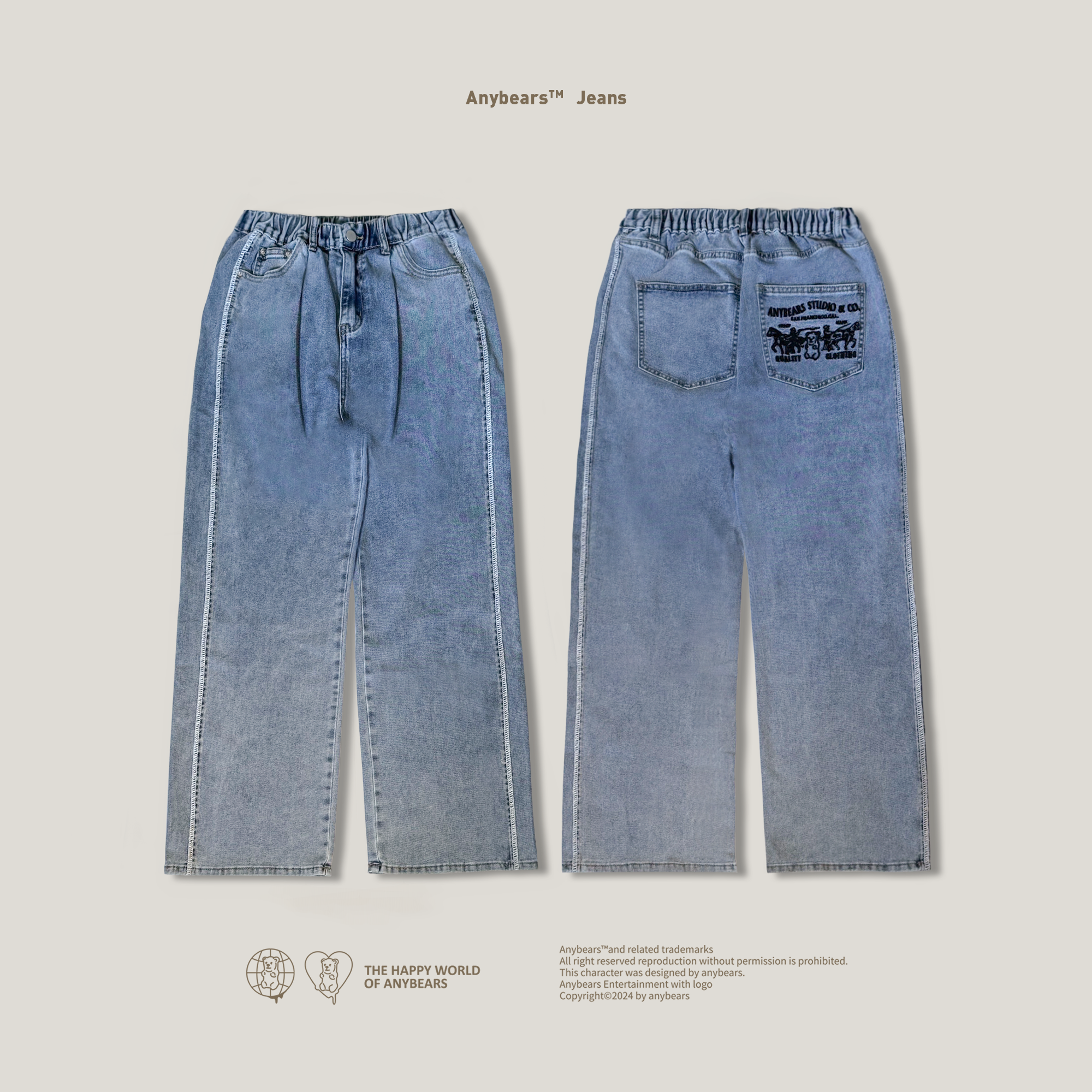ANYBEARS® Relaxed fit Jeans 寬版牛仔褲