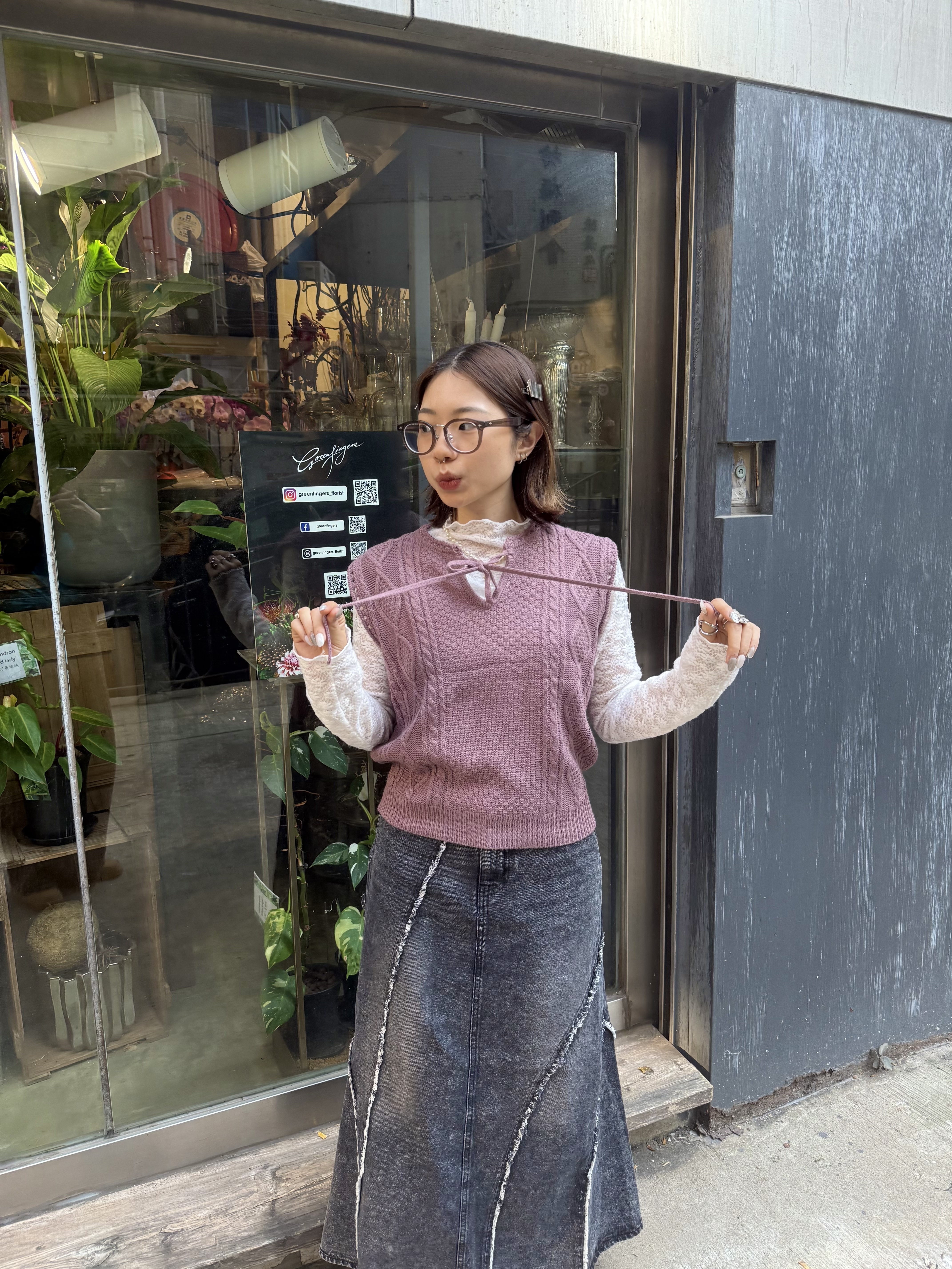 菱格BOW針織背心