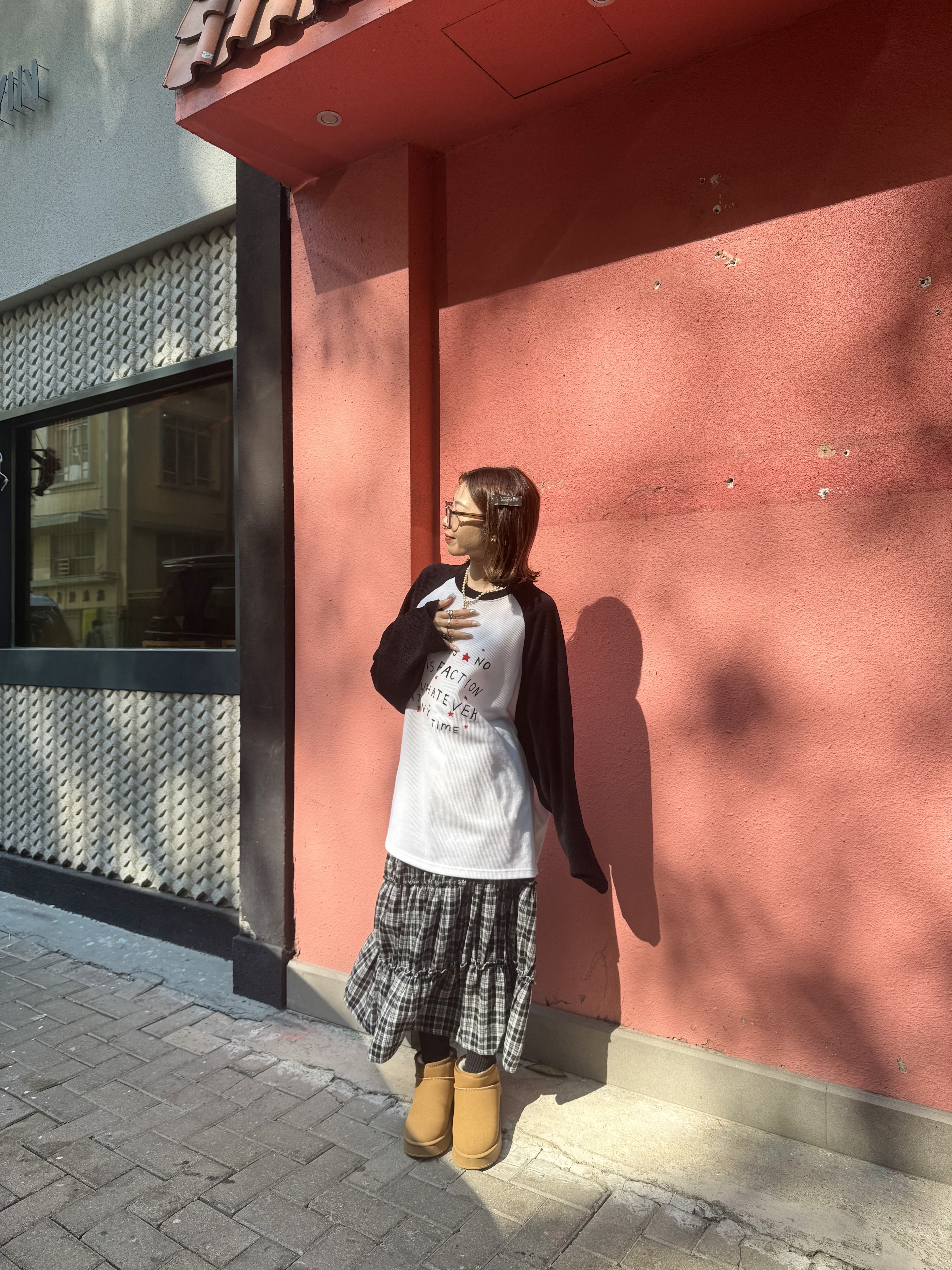 [兩色入] 格仔RUFFLE邊SK( Black )