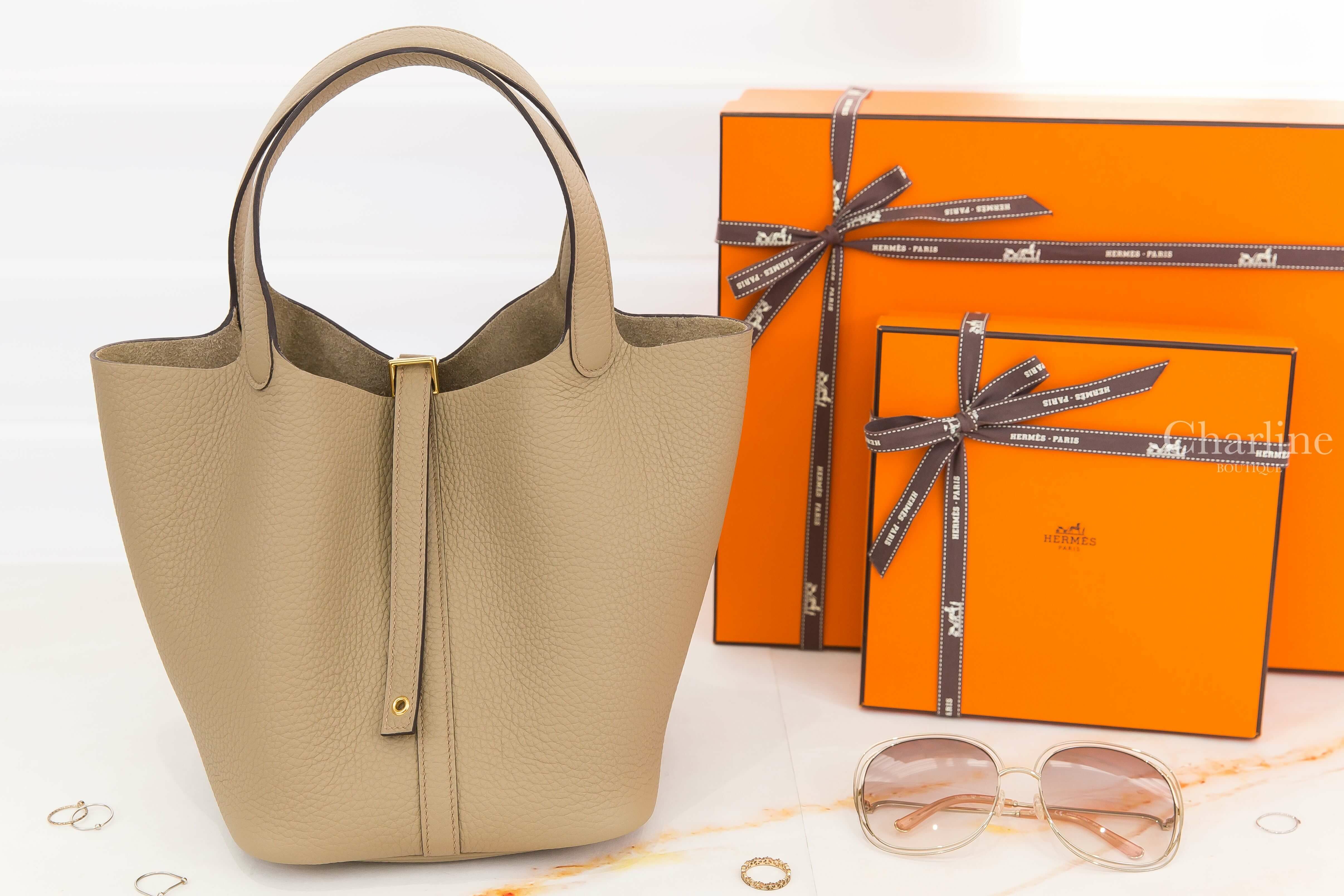 Hermès Picotin Lock 22cm 8Q Beige Marfa Taurillon Clemence 馬爾法米色金釦中型提把水桶包