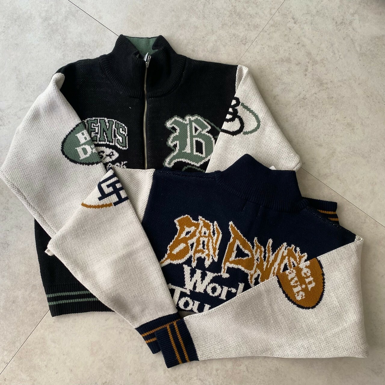 Ben davis supporters knit jacket街頭拼  logo立領針織夾克 24780069