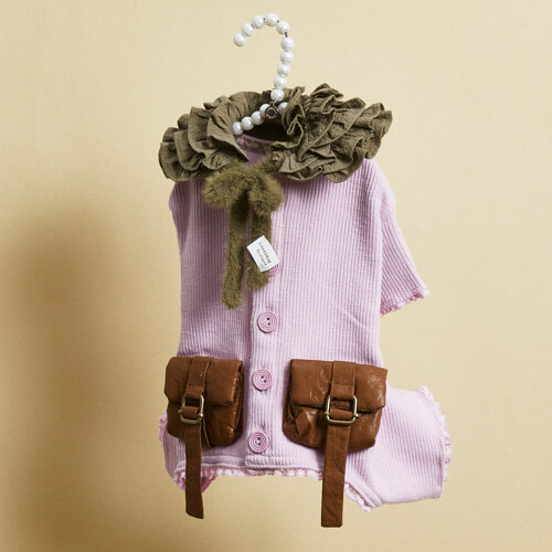 Louisdog 粉紅造型口袋連身褲