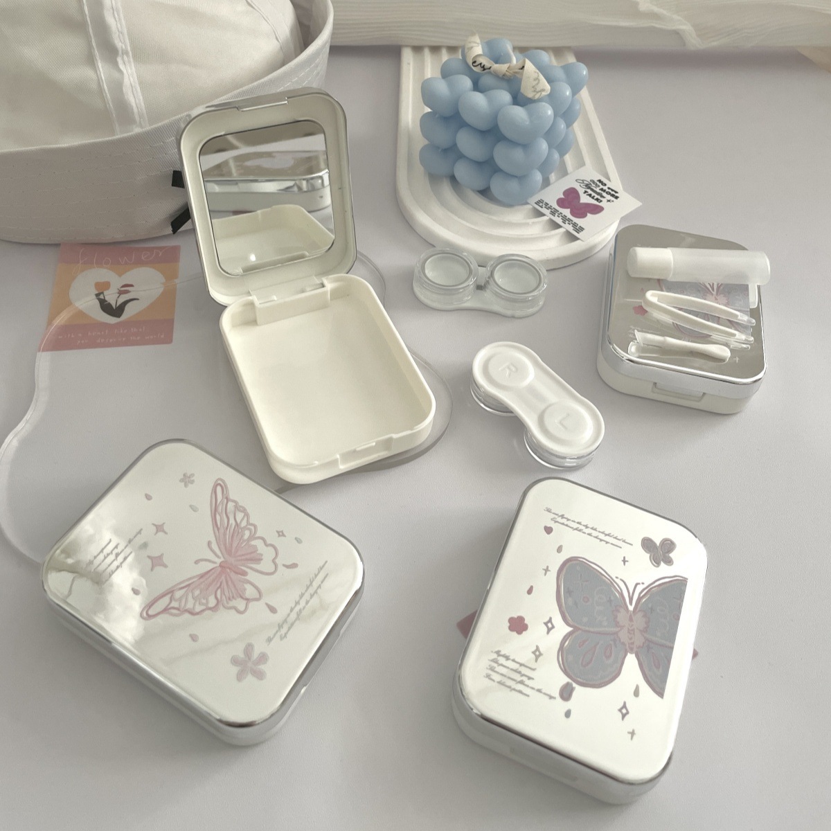 Minimalist Silver-tone INS Style Portable Contact Lens Case