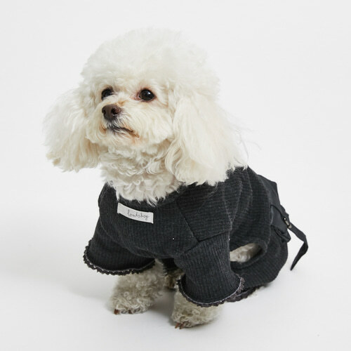 Louisdog 碳黑造型口袋連身褲