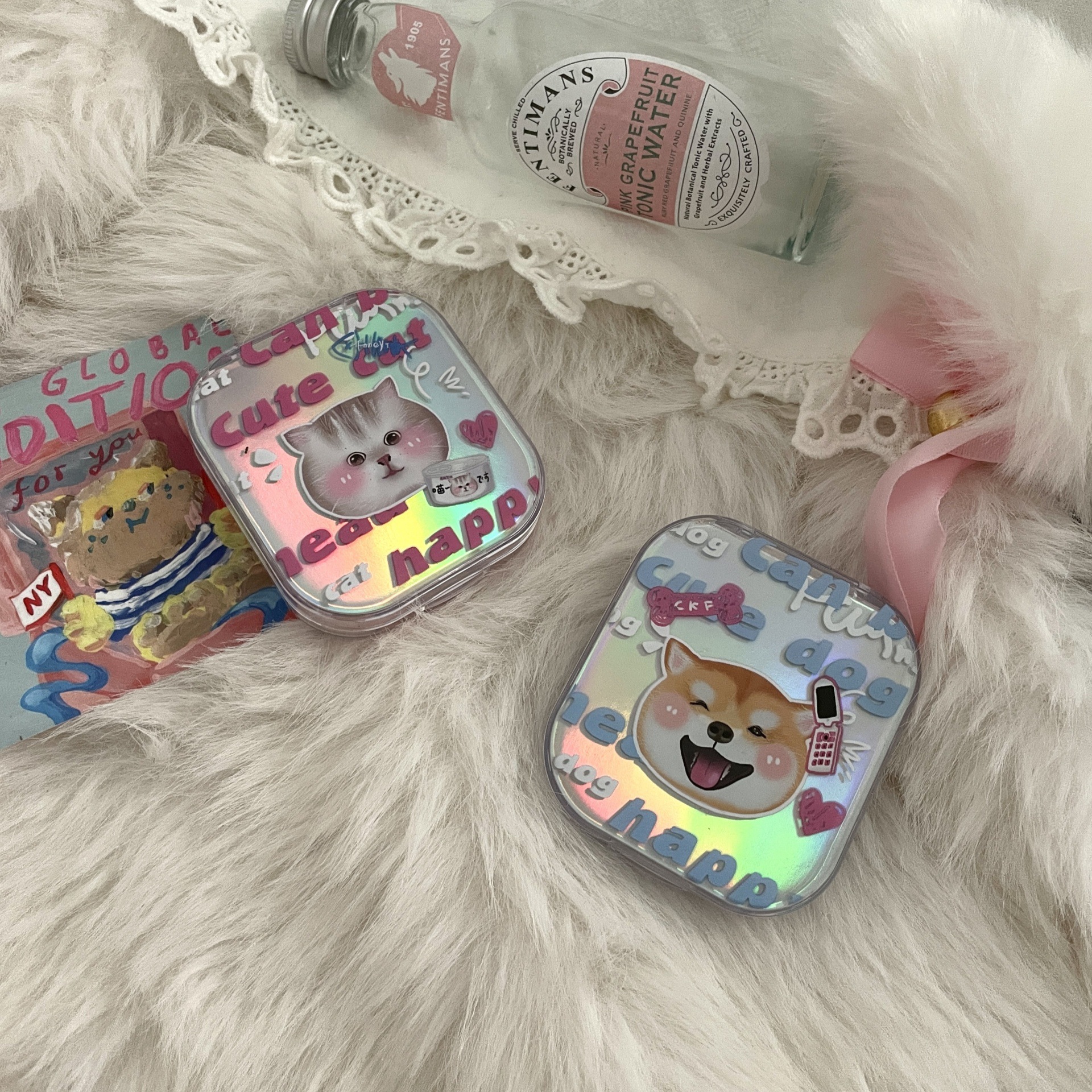 INS Cute Laser Color Minimalist Portable Contact Lens Case