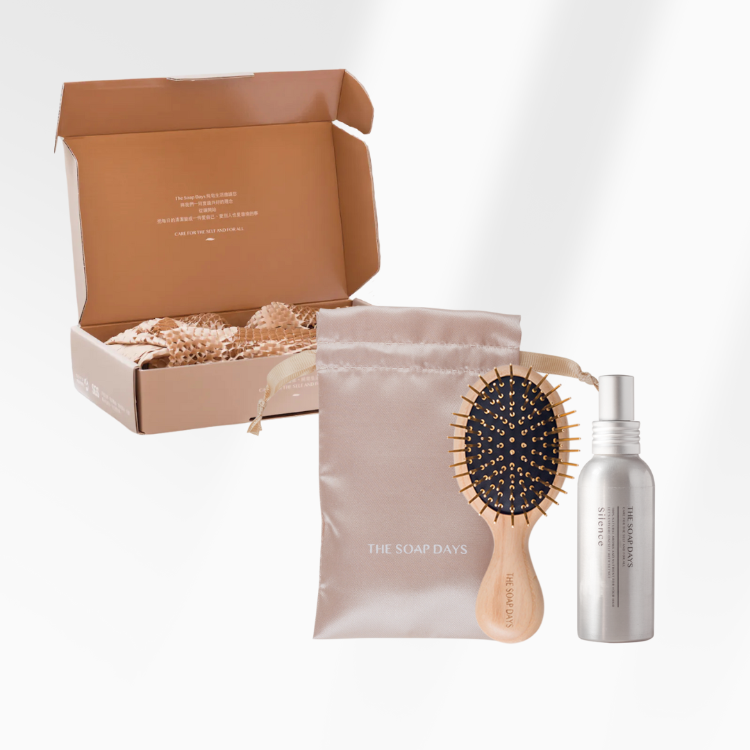 約會心機組｜髮香水-謐靜｜植樹黃金梳隨行梳（無矽靈髮香水推薦）植樹永續禮盒