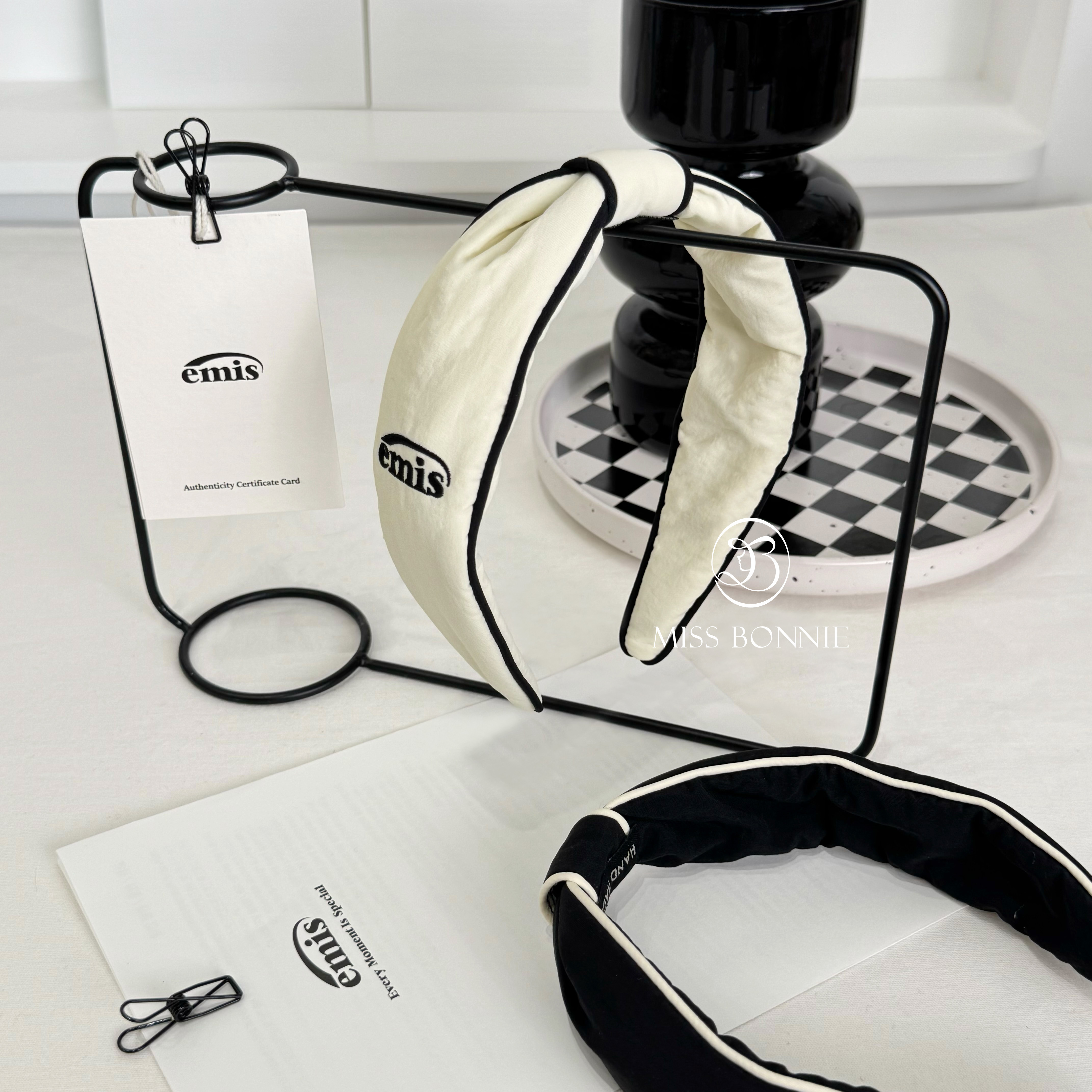 Emis滾邊蝴蝶結髮箍(共4色)