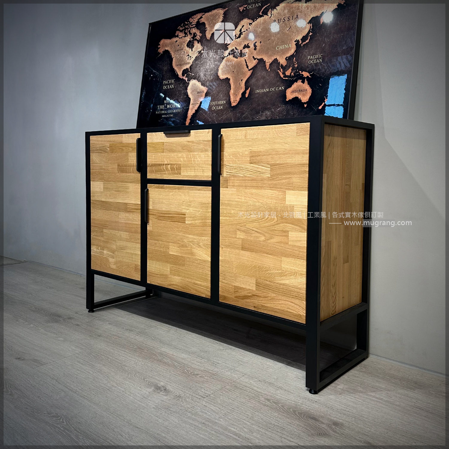 台灣製- Elvis-白橡實木鐵製開門收納櫃|可訂製