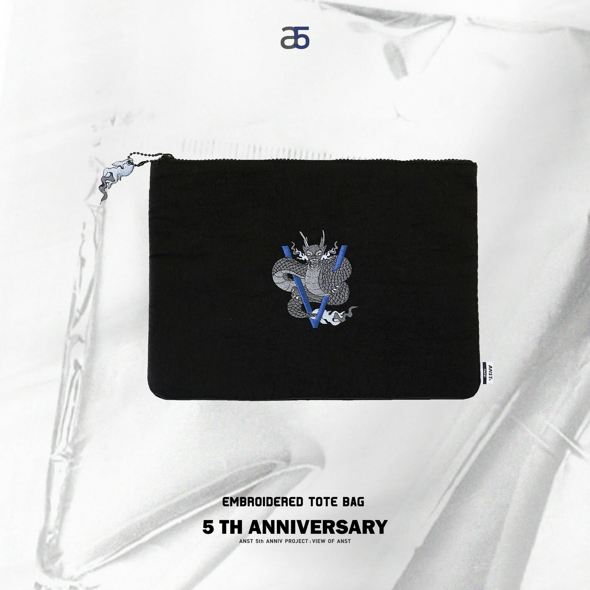 "現貨" ANST "a5" 5th_Embroidered Tote Bag/黑色 AD20.L