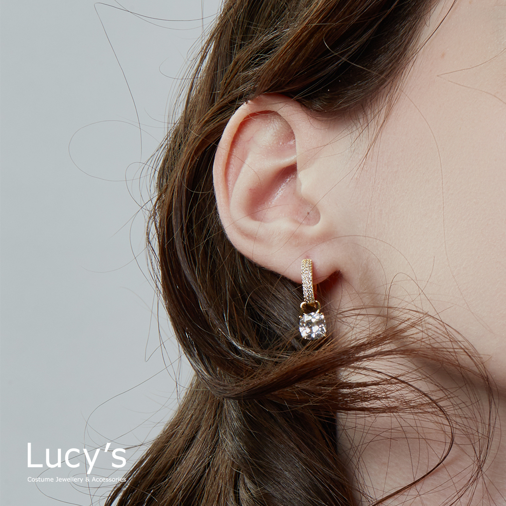 垂墜方鑽 易扣耳環 (二色) (120250/120251)