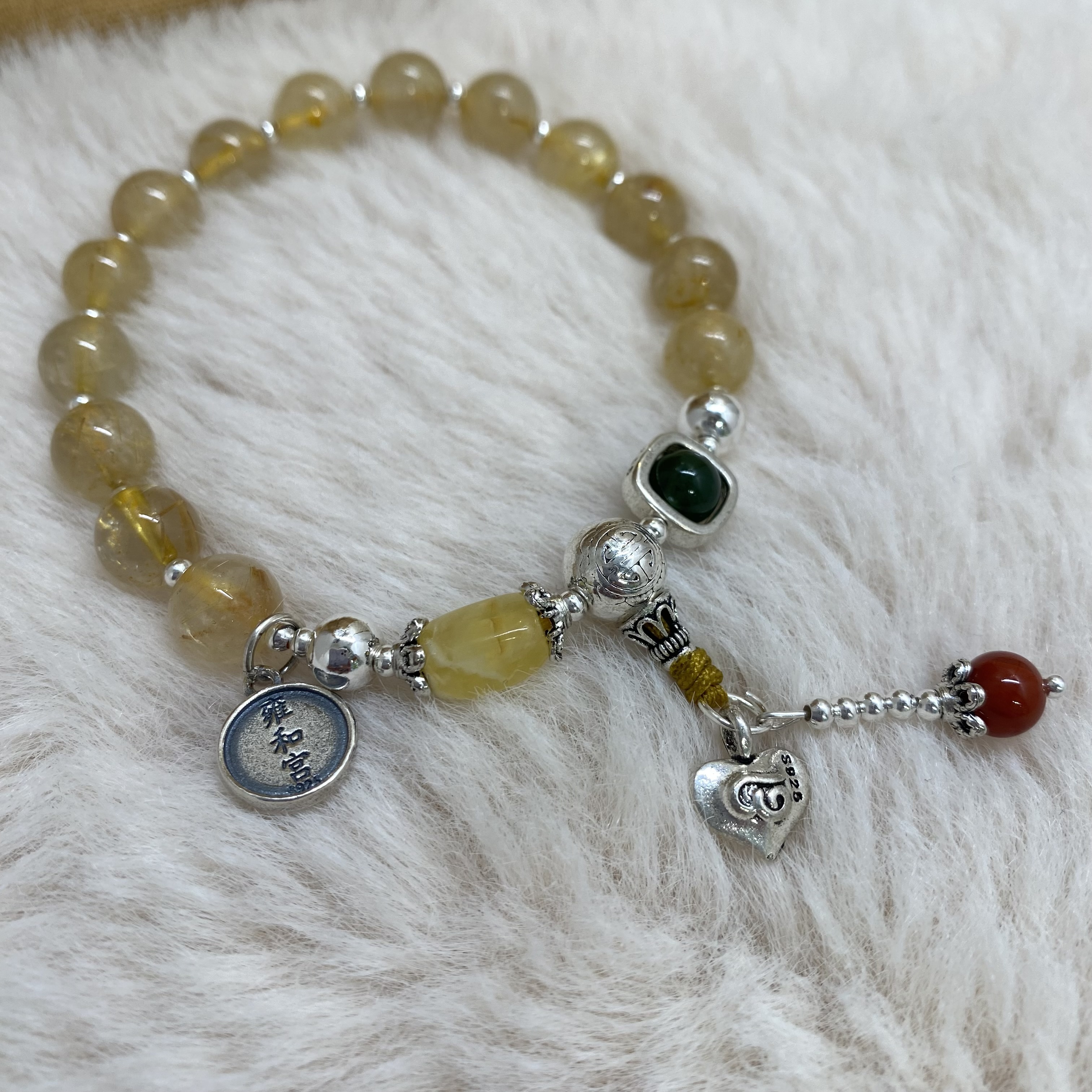 W2) 雍和宮髮晶招財手串