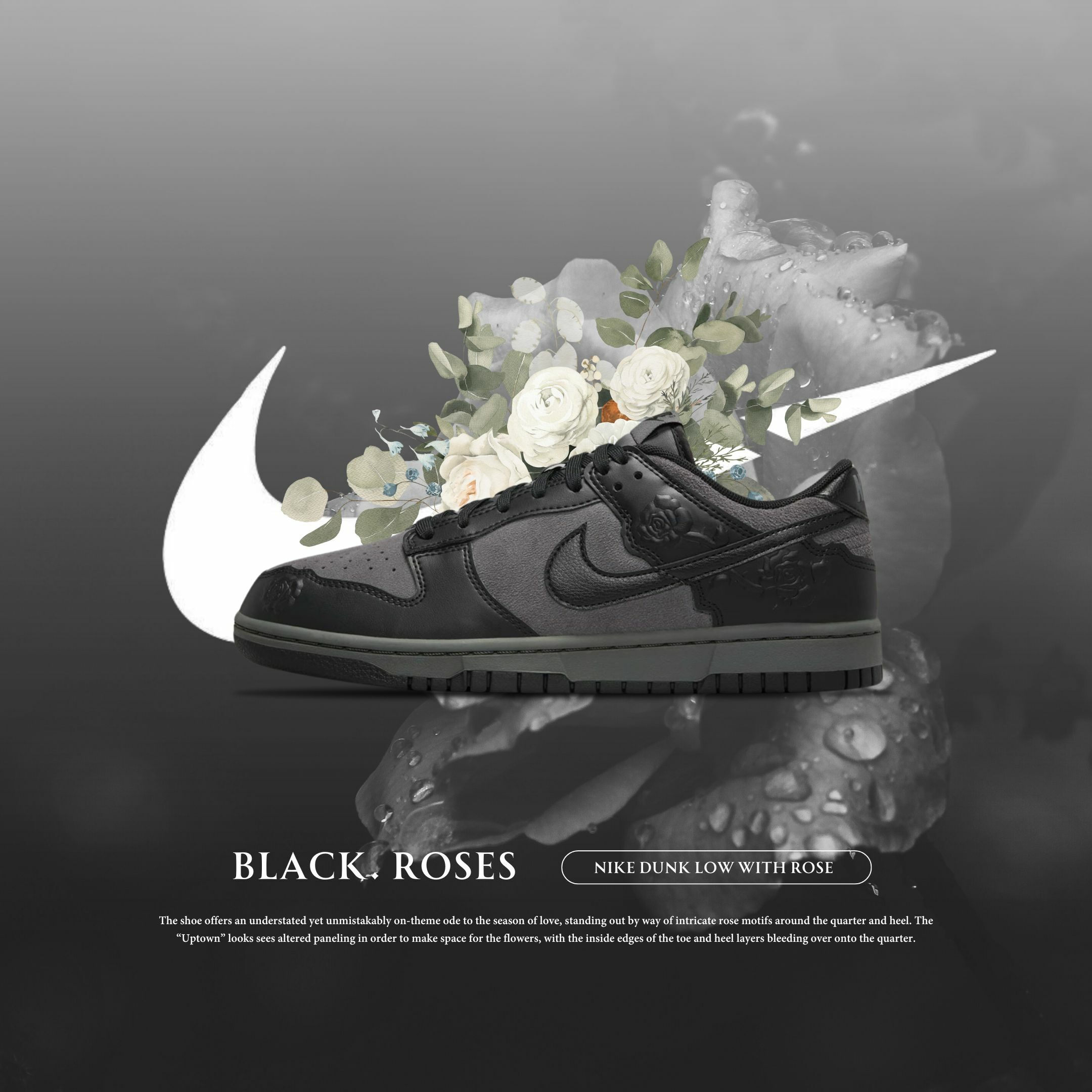 NICEDAY 代購 Nike Dunk Low 黑玫瑰 黑 玫瑰 浮雕 女鞋 HF1986-001