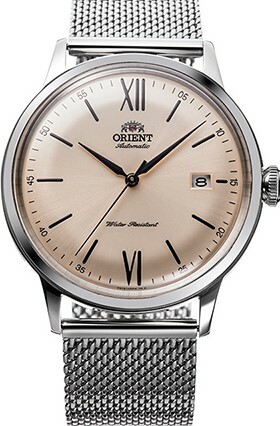 萬年鐘錶 - 東方錶  ORIENT   DATEⅡ  經典款米色面盤機械男錶   手／自動上鍊機械 停秒裝置 RA-AC0020G  錶徑40.5mm