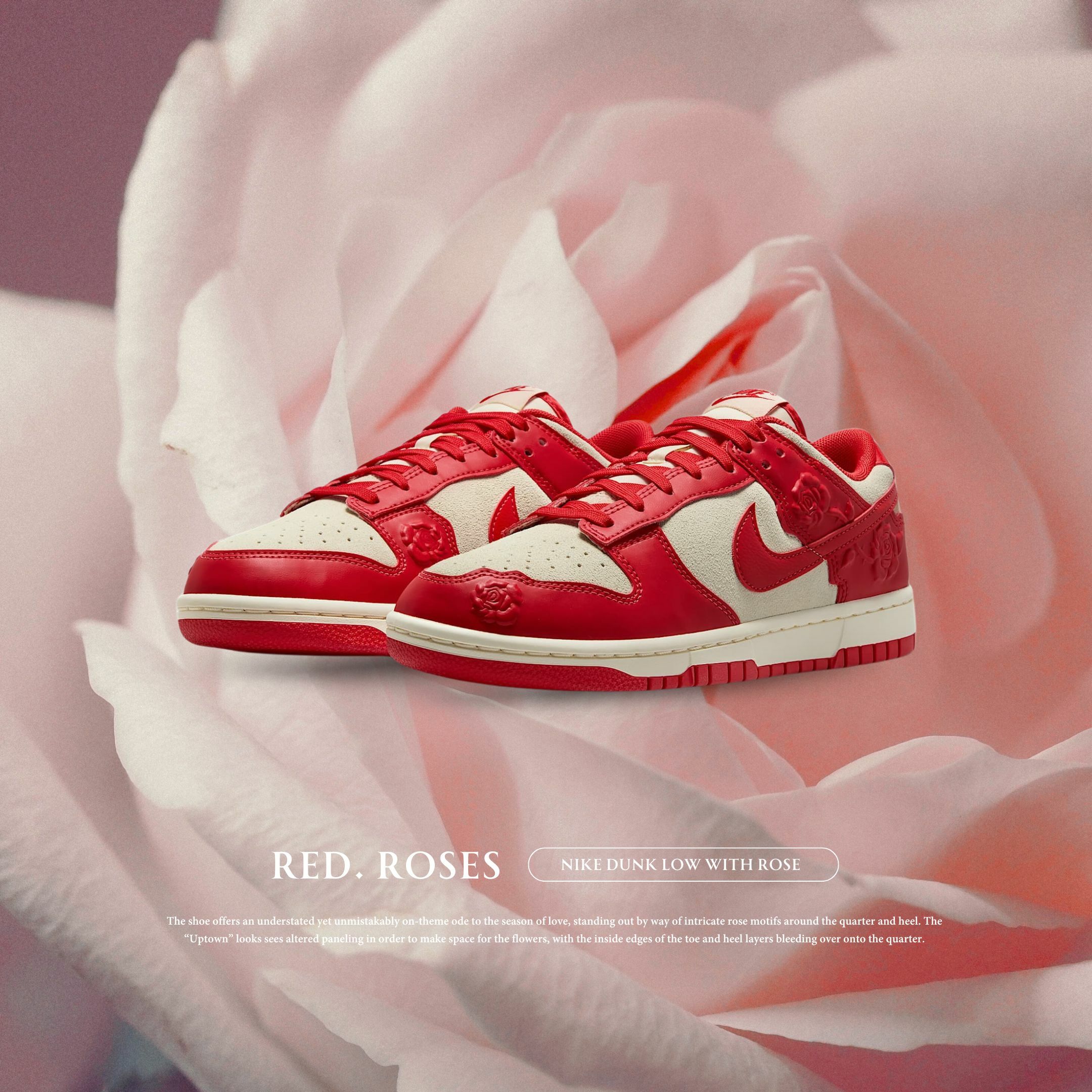 NICEDAY 現貨 Nike Dunk Low 紅玫瑰 紅色 玫瑰 浮雕 女鞋 HF1986-100