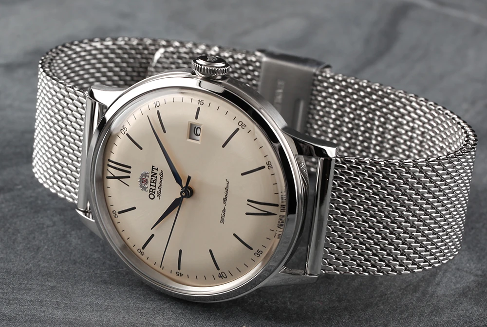 萬年鐘錶 - 東方錶  ORIENT   DATEⅡ  經典款米色面盤機械男錶   手／自動上鍊機械 停秒裝置 RA-AC0020G  錶徑40.5mm