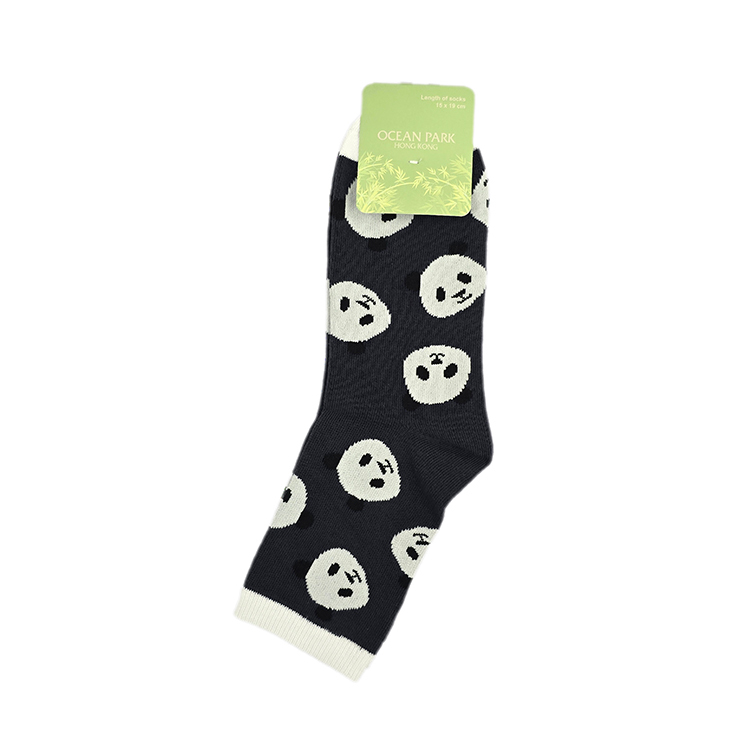 Adult Panda Print Socks - Black
