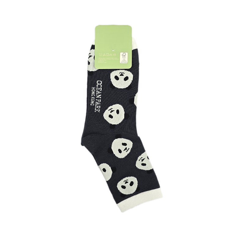 Adult Panda Print Socks - Black