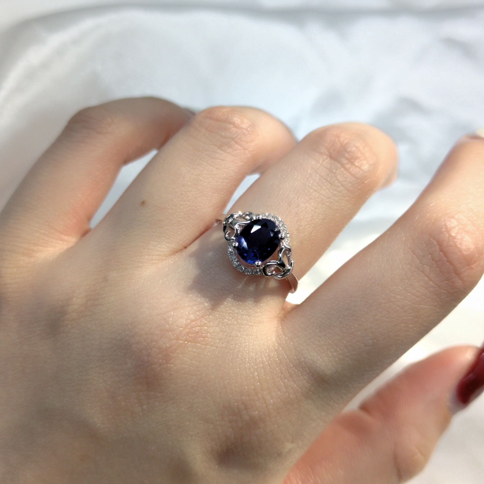 18K White Gold 1.90ct Sapphire and Diamond Ring
