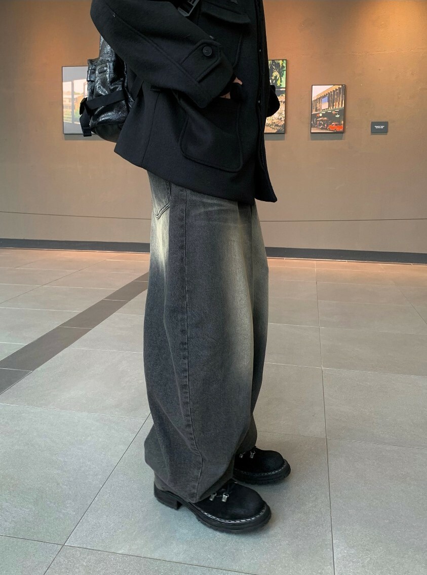 韓國 典型 自然 刷色 氣球 牛仔褲