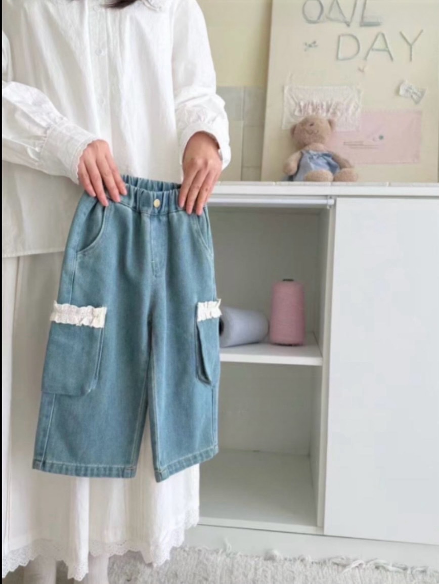 韓系牛仔寬褲