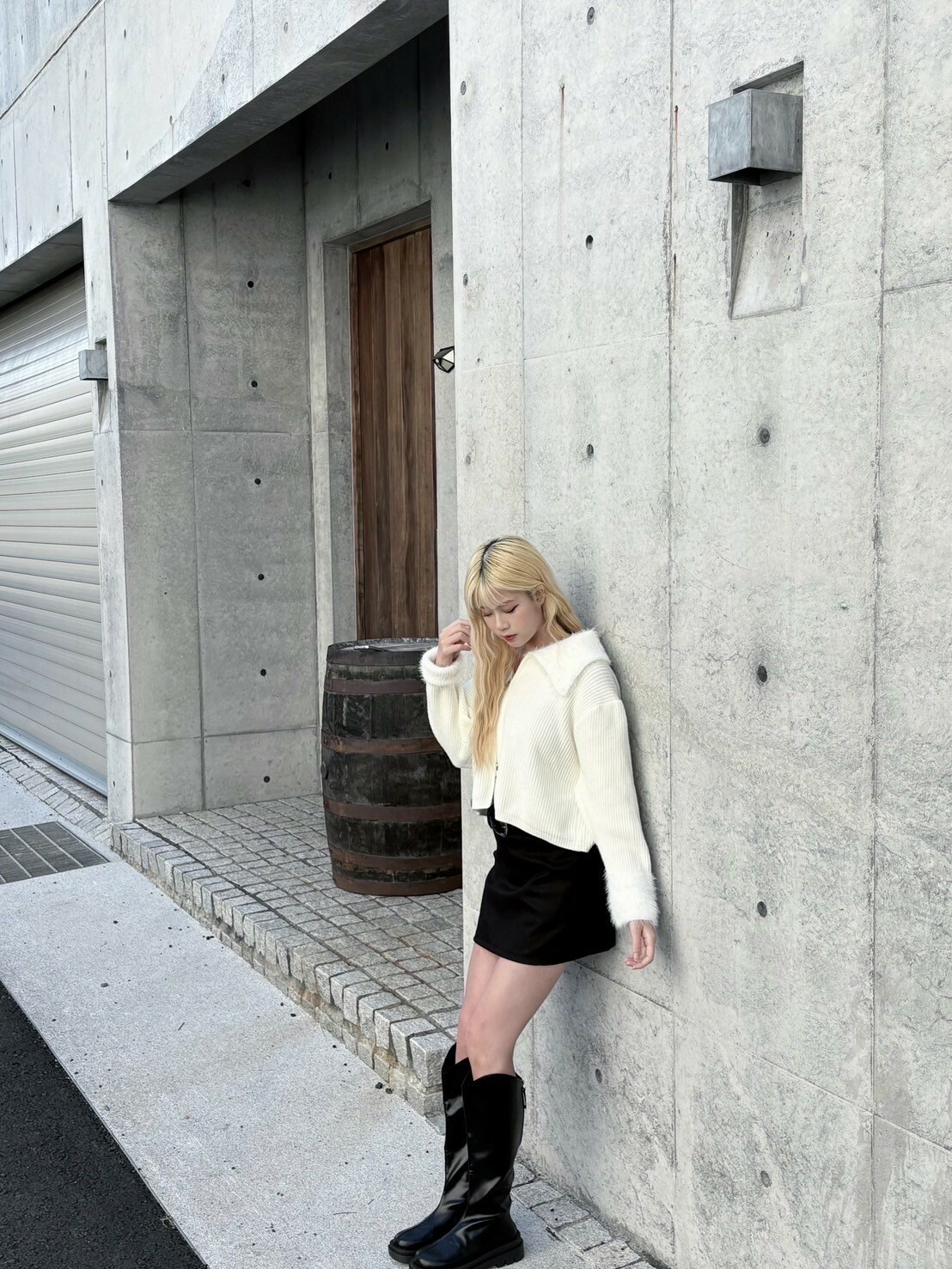 (GOAL) 8856 復古毛毛翻領針織拉鍊毛衣