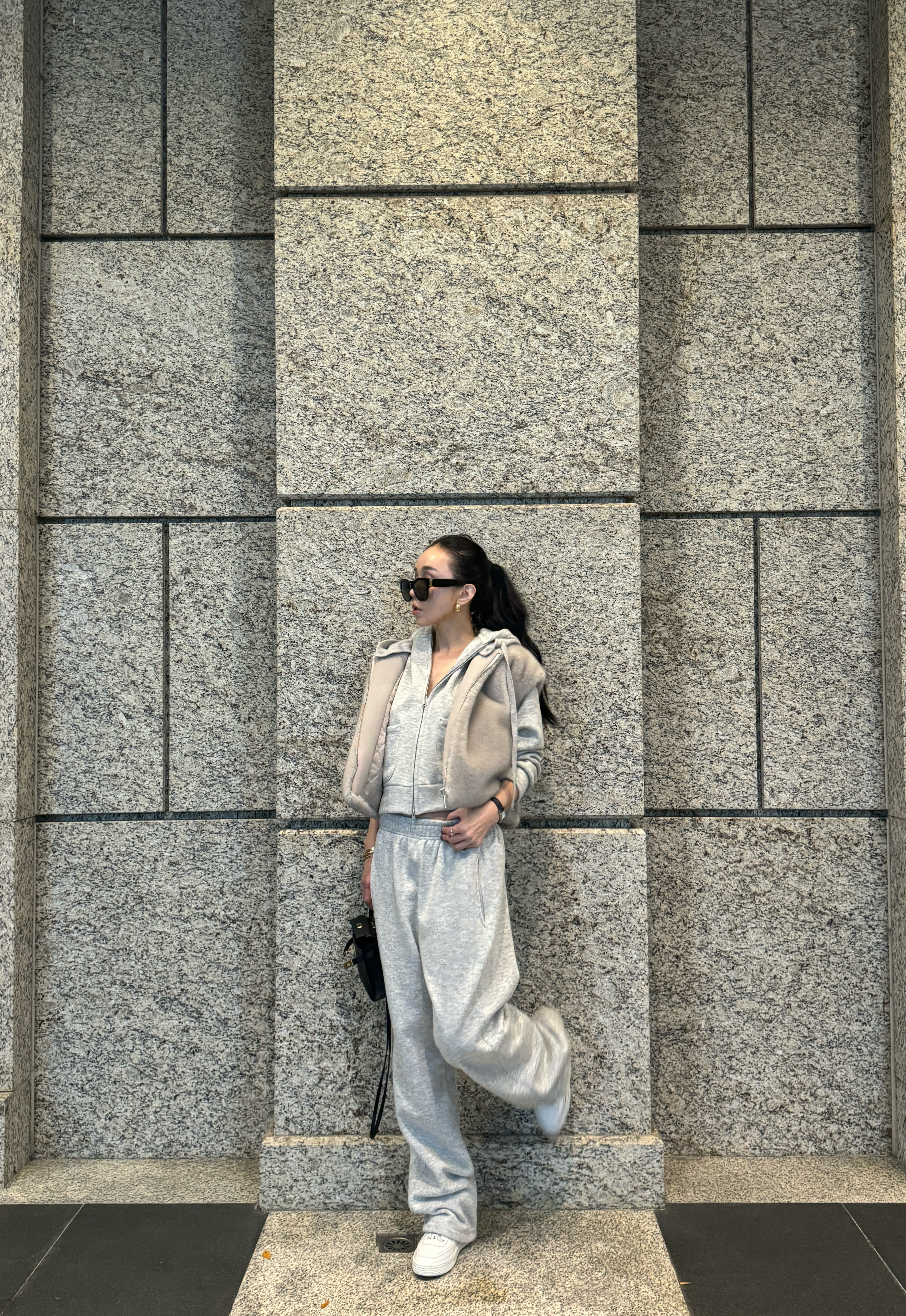 休閒連帽套褲-單褲(灰色現貨)