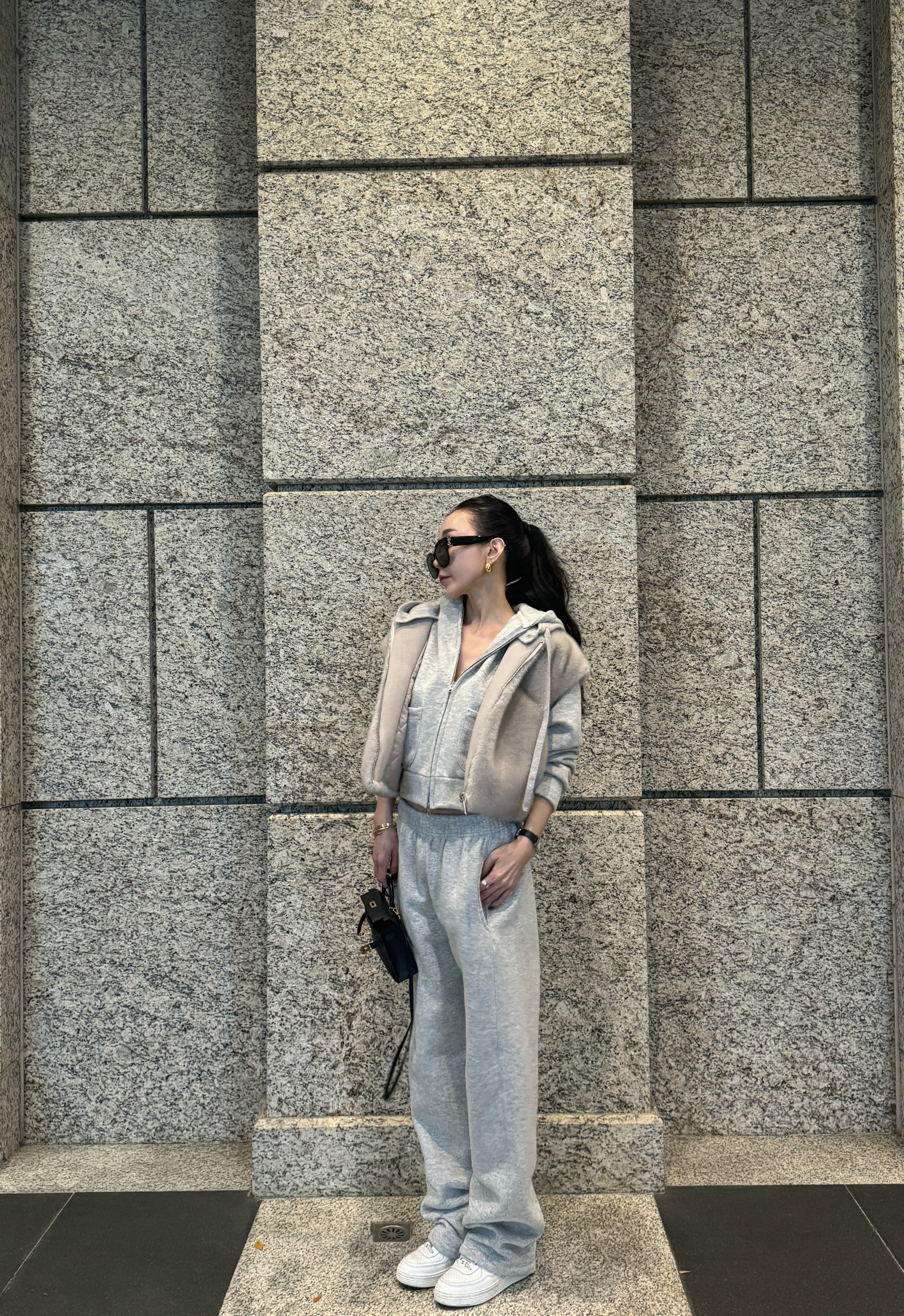 休閒連帽套褲-單褲(灰色現貨)