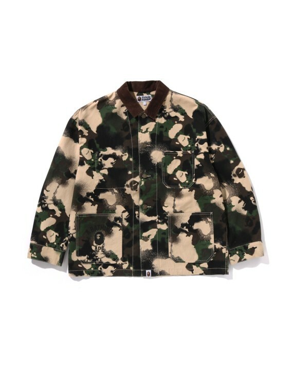 【Focus Store】預購 A Bathing Ape Map Camo Work Jacket "Army Green" 滿版猿人印花 工裝外套