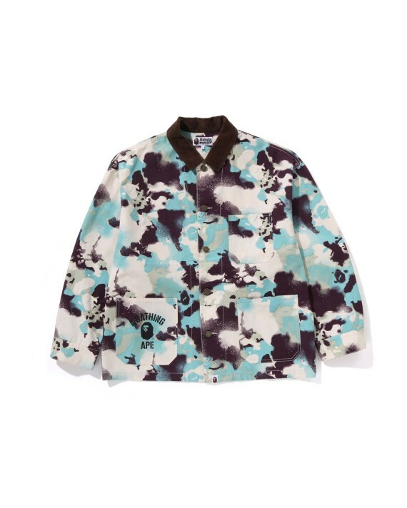【Focus Store】預購 A Bathing Ape Map Camo Work Jacket "Light Blue" 滿版猿人印花 工裝外套