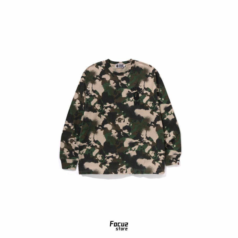 【Focus Store】預購 A Bathing Ape Map Camo Ls Tee "Army Green" 滿版印花猿人 長袖