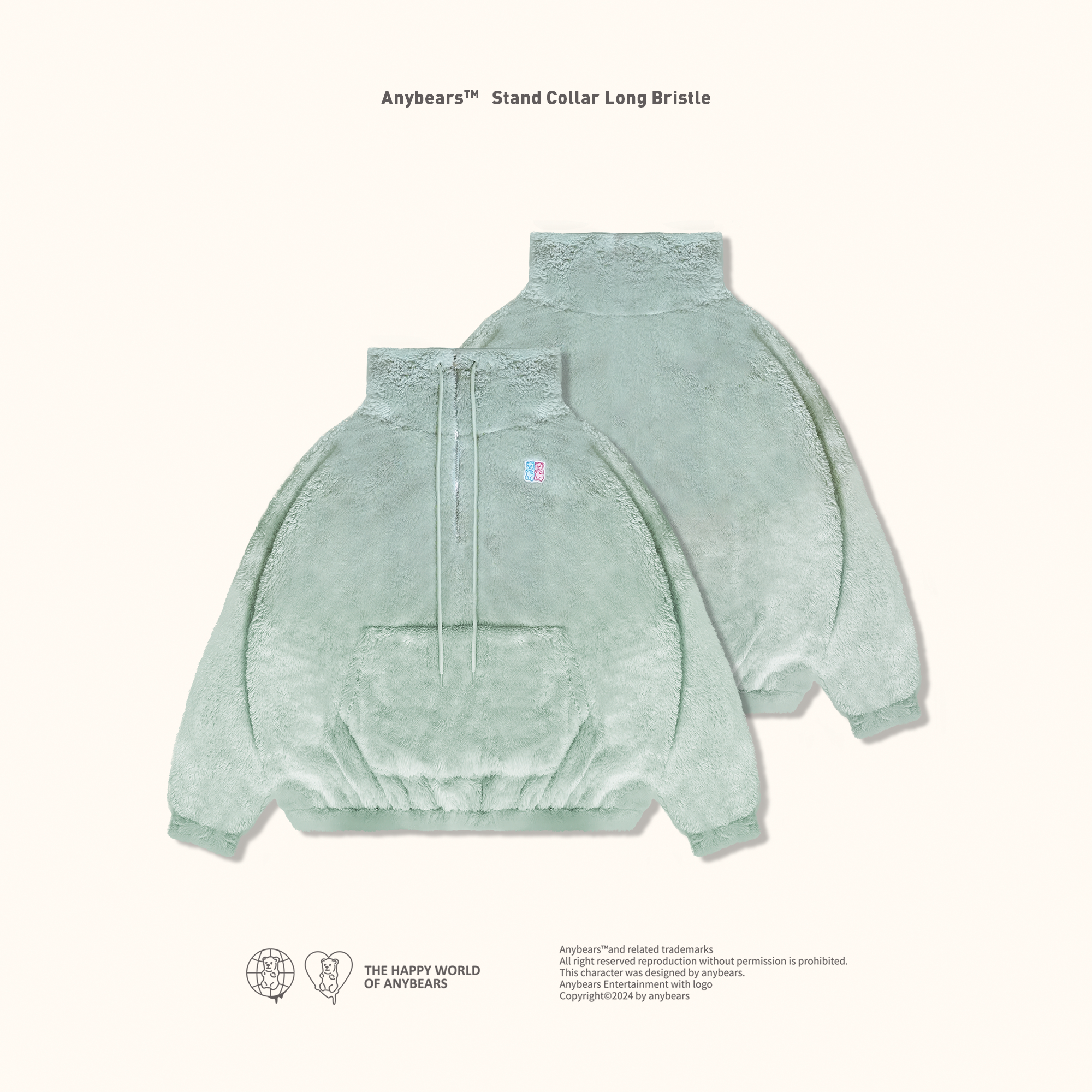 ANYBEARS®Turtleneck Sweater 半拉鍊立領毛毛衣