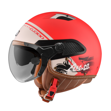 ASTONE CJ300 平紅 AR12 彩繪 內墨片 3/4罩式帽款