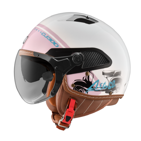 ASTONE CJ300 白紫 AR12 彩繪 內墨片 3/4罩式帽款