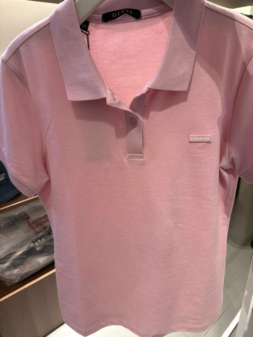 [K] GUESS WOMEN'S AEROCOOL PIQUE CARAT POLO SHIRT,LIGHT PINK, YO2K9471-LPI (KGU815)