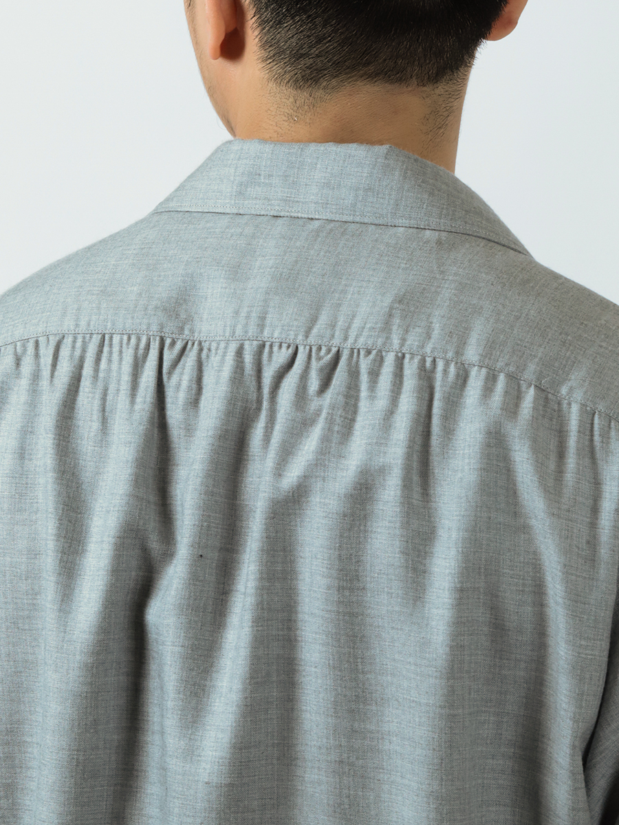 【MODERNIF】Rickfree open collar short sleeve shirt Short Sleeve Pin Shirt Grey – NOMAD
