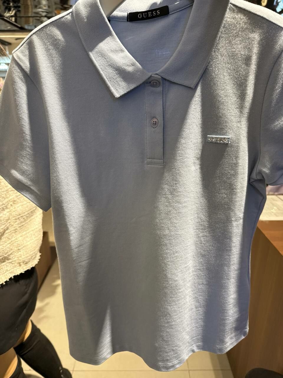 [K] GUESS WOMEN'S AEROCOOL PIQUE CARAT POLO SHIRT,LIGHT BLUE, YO2K9471-LBL (KGU819)