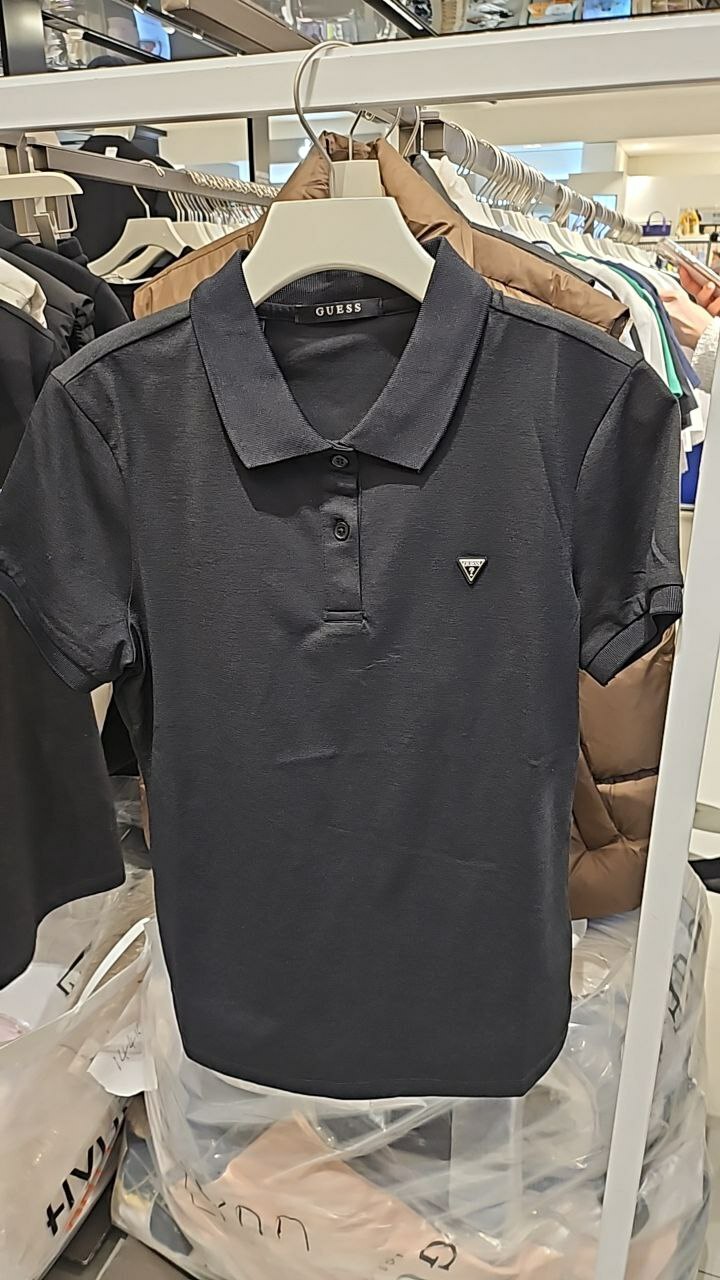 [K] GUESS WOMEN'S POLYCHOCOLATE CARAT POLO SHIRT,BLACK, YO2K9472-BLK (KGU822)