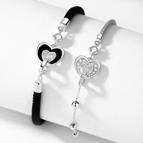 「兩情相悅」情侶手繩 | S925 純銀 | 免費刻字