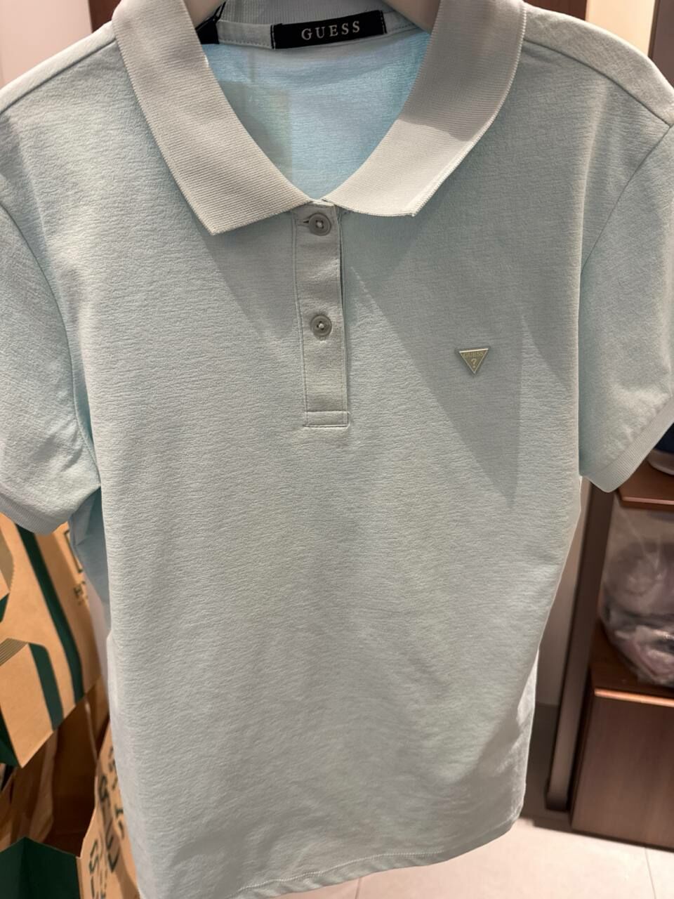 [K] GUESS WOMEN'S POLYCHOCOLATE CARAT POLO SHIRT,LIGHT MINT, YO2K9472-LMT (KGU824)
