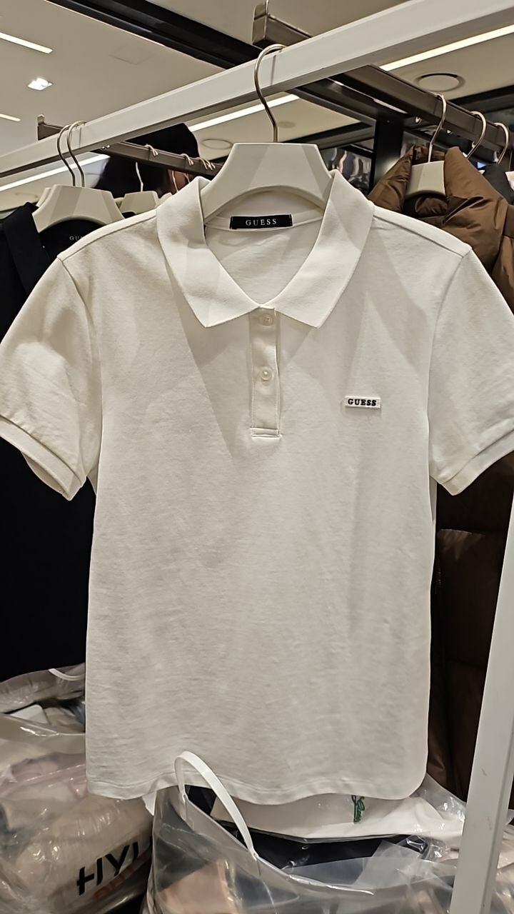 [K] GUESS WOMEN'S AEROCOOL PIQUE CARAT POLO SHIRT,WHITE, YO2K9471-WHT (KGU826)