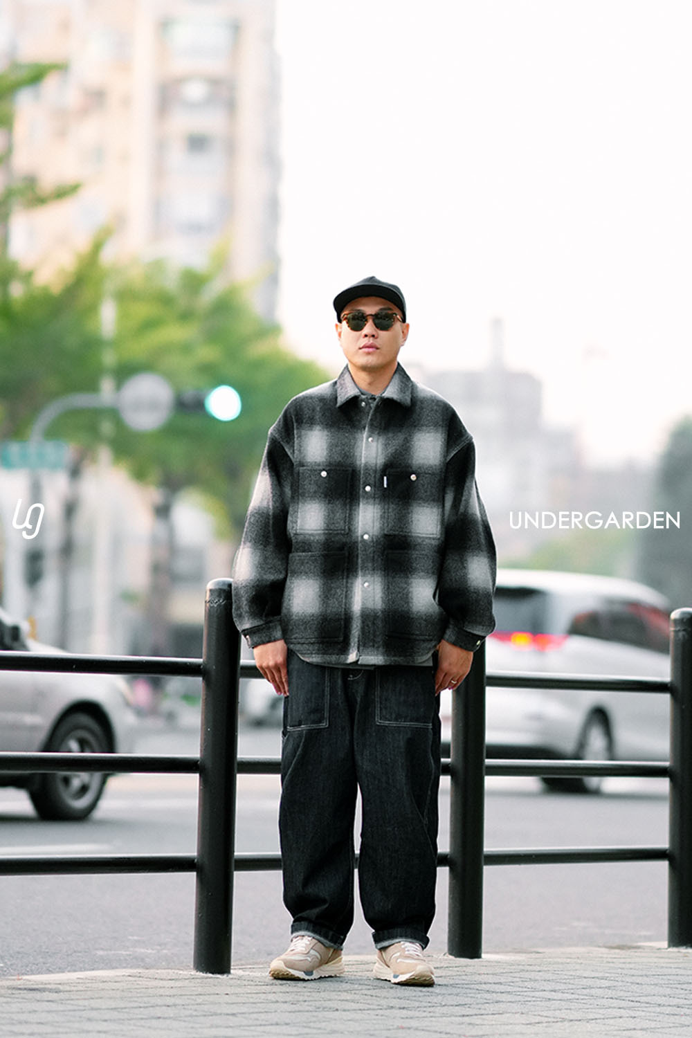 COOTIE PRODUCTIONS 24F/W OMBRE CHECK WOOL COVERALL